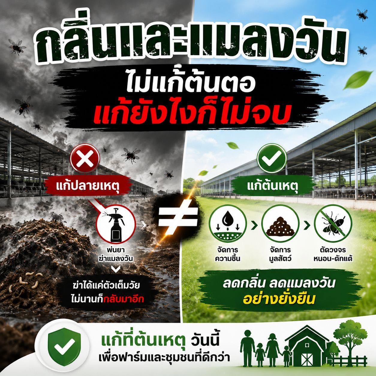 กลิ่นและแมลงวัน ไม่แก้ต้นตอ...แก้อย่างไรก็ไม่จบ